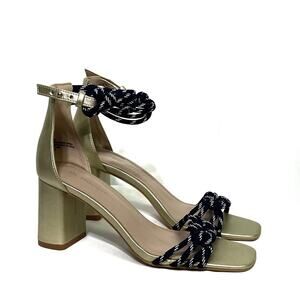 BCBGeneration Telila Gold Rope Block Heel Sandal 6.5 NWT